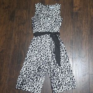 Emma & Michele Black and White Animal Print Jumpsuit